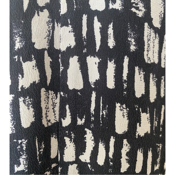 Eileen Fisher Silk printed Tie Waist, Drawstring Dress black and white size S - Picture 5 of 13